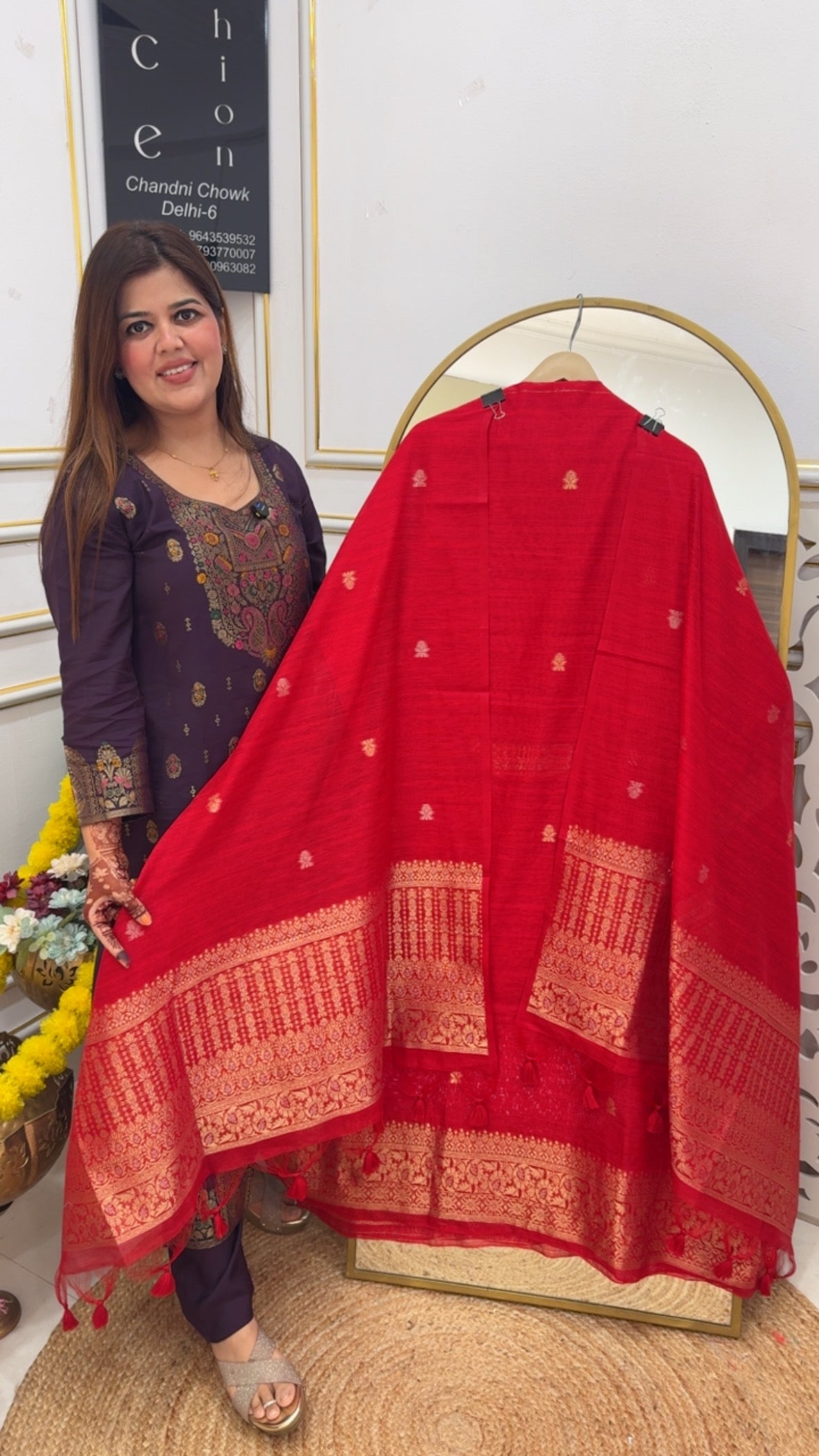 Best seller all time favorite moonga silk golden weaved jamdhani suit material with jamdhani weaved dupatta GF 740